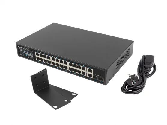 Tinklo įrenginį Lanberg jungiklis 24x 1GB PoE+/ 2x GB 2x SFP montuojamas į stovą 19" 250W