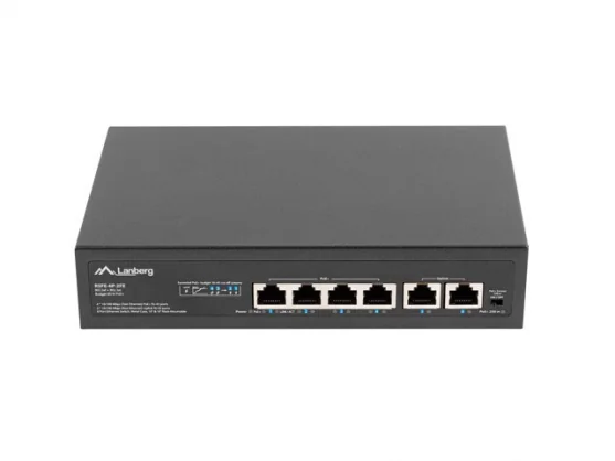 Tinklo įrenginį Lanberg Switch PoE 19 colių 6 prievadų 100MB RSFE-4P-2FE-60