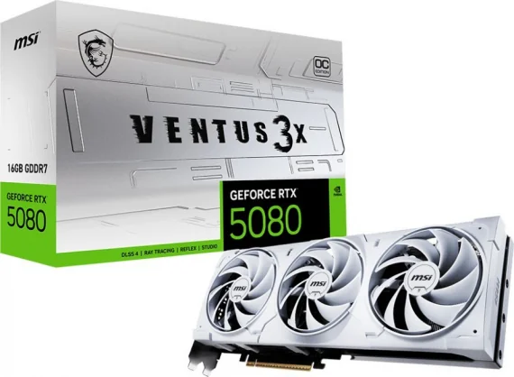 Vaizdo plokštė MSI GeForce RTX 5080 Ventus 3X OC White 16GB GDDR7 256bit