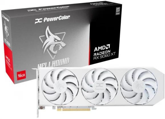 Vaizdo plokštė PowerColor Radeon RX 9060 XT Hellhound Spectral White 16GB GDDR6 128bit