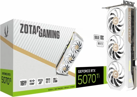 Vaizdo plokštė ZOTAC GeForce RTX 5070 Ti Solid Core OC White 16GB GDDR7 256bit
