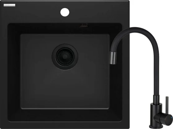 Virtuvės kriauklė Deante SINK GRANITE + MIXER ZQJNN103 BLACK