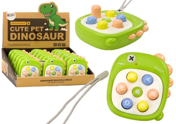 Žaislas LEAN Toys Arcade Game Whack A Mole Letters Dinosaur Green