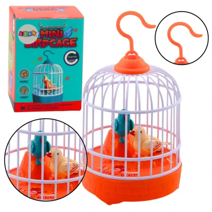 Žaislas LEAN Toys Battery Operated Bird Cage Lights Sounds Orange